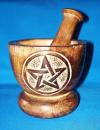 Holz-Mörser mit Pentagramm